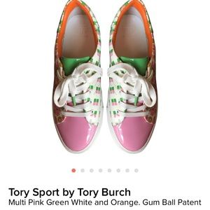Tory Gum Ball Pink Multi Patent Sneaker